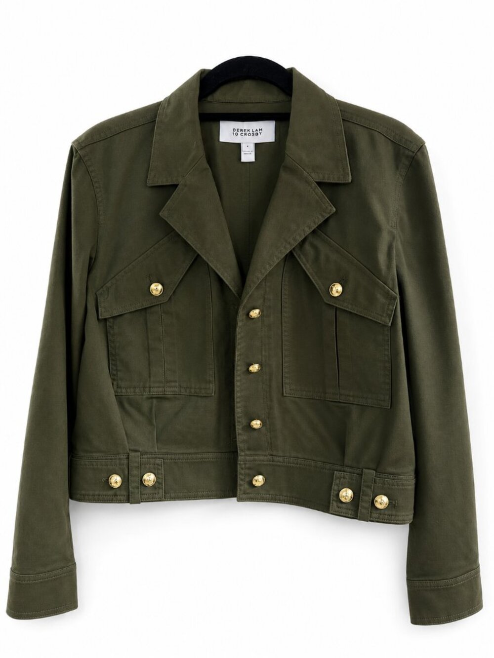 DEREK LAM 10 CROSBY Size S - Cotton-Blend Military Utility Jacket - RP $450